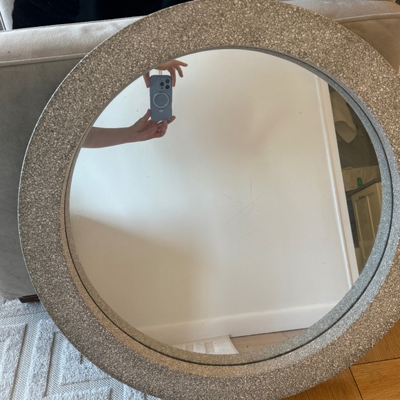 CB2 Gray Terrazzo Round Mirror - Picture 4 of 5
